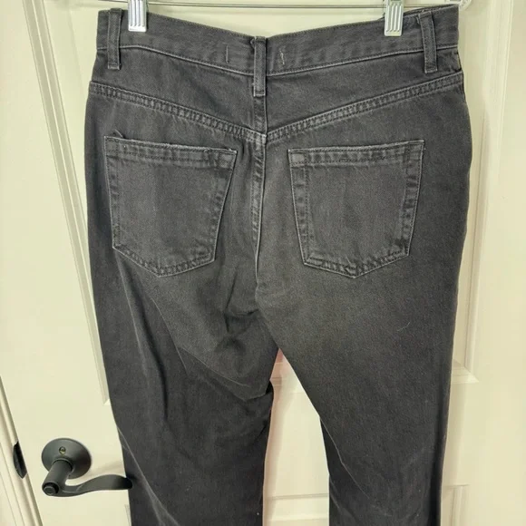 Free People Maggie Washed Black High-Rise Distressed straight Jeans 26 - Picture 7 of 11